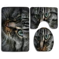 thumbnail image 1 of PUDMAD Happy Caturday 3 Piece Bathroom Rugs Set Bath Rug Contour Mat and Toilet Lid Cover, 1 of 2