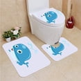 thumbnail image 1 of PUDMAD Happy Cheerful Little Whale Fountain Cartoon Character 3 Piece Bathroom Rugs Set Bath Rug Contour Mat and Toilet Lid Cover, 1 of 2