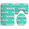thumbnail image 1 of PUDMAD Happy Chrismas Teeth Mint Green 3 Piece Bathroom Rugs Set Bath Rug Contour Mat and Toilet Lid Cover, 1 of 2