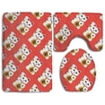 thumbnail image 1 of PUDMAD Happy Christmas Lucky Cat 3 Piece Bathroom Rugs Set Bath Rug Contour Mat and Toilet Lid Cover, 1 of 2