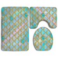 thumbnail image 1 of PUDMAD Happy Christmas Mermaid Tail 3 Piece Bathroom Rugs Set Bath Rug Contour Mat and Toilet Lid Cover, 1 of 2