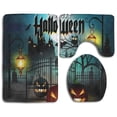 thumbnail image 1 of PUDMAD Happy Halloween Bat Pumpkin 3 Piece Bathroom Rugs Set Bath Rug Contour Mat and Toilet Lid Cover, 1 of 2