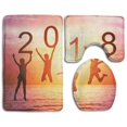 thumbnail image 1 of PUDMAD Happy New Year 2018 3 Piece Bathroom Rugs Set Bath Rug Contour Mat and Toilet Lid Cover, 1 of 2