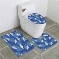 thumbnail image 1 of PUDMAD Happy Shark Repeatable 3 Piece Bathroom Rugs Set Bath Rug Contour Mat and Toilet Lid Cover, 1 of 2