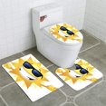 thumbnail image 1 of PUDMAD Happy Sun 3 Piece Bathroom Rugs Set Bath Rug Contour Mat and Toilet Lid Cover, 1 of 2