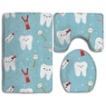 thumbnail image 1 of PUDMAD Happy Teeth Friends 3 Piece Bathroom Rugs Set Bath Rug Contour Mat and Toilet Lid Cover, 1 of 2