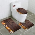 thumbnail image 1 of PUDMAD Harvest Harvest Food on Dark Colored Wooden Table Autumn Vegetables Corn Pumpkin 3 Piece Bathroom Rugs Set Bath Rug Contour Mat and Toilet Lid Cover, 1 of 2