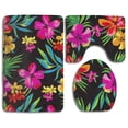 thumbnail image 1 of PUDMAD Hawaiian Colorful Flower 3 Piece Bathroom Rugs Set Bath Rug Contour Mat and Toilet Lid Cover, 1 of 2