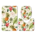 thumbnail image 1 of PUDMAD Hawaiian Hibiscus Pineapple Pineapple Flowers Fruit Summer Tropical Exotic Style 3 Piece Bathroom Rugs Set Bath Rug Contour Mat and Toilet Lid Cover, 1 of 2