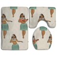 thumbnail image 1 of PUDMAD Hawaiian Hula Gir 3 Piece Bathroom Rugs Set Bath Rug Contour Mat and Toilet Lid Cover, 1 of 2