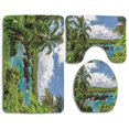 thumbnail image 1 of PUDMAD Hawaiian Relaxing Exotic Lagoon Coconut Trees Nature Forest Clouds Plants Rocks 3 Piece Bathroom Rugs Set Bath Rug Contour Mat and Toilet Lid Cover, 1 of 2