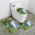 thumbnail image 1 of PUDMAD Hawaiian Relaxing Exotic Lagoon Coconut Trees Nature Forest Clouds Plants Rocks 3 Piece Bathroom Rugs Set Bath Rug Contour Mat and Toilet Lid Cover, 1 of 2