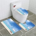 thumbnail image 1 of PUDMAD Hawaiian Secluded Tropical Island Beach Chairs and Umbrella Ocean Sand Seascape 3 Piece Bathroom Rugs Set Bath Rug Contour Mat and Toilet Lid Cover, 1 of 2