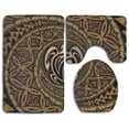 thumbnail image 1 of PUDMAD Hawaiian Tapa Honu Turtle Deluxe 3 Piece Bathroom Rugs Set Bath Rug Contour Mat and Toilet Lid Cover, 1 of 2