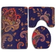thumbnail image 1 of PUDMAD Hawaiian Tropical Floral 3 Piece Bathroom Rugs Set Bath Rug Contour Mat and Toilet Lid Cover, 1 of 2