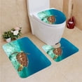 thumbnail image 1 of PUDMAD Hawksbill sea Turtle 3 Piece Bathroom Rugs Set Bath Rug Contour Mat and Toilet Lid Cover, 1 of 2