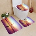 thumbnail image 1 of PUDMAD Health Concept 3 Piece Bathroom Rugs Set Bath Rug Contour Mat and Toilet Lid Cover, 1 of 2