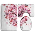 thumbnail image 1 of PUDMAD Heart Shaped Pink Tree 3 Piece Bathroom Rugs Set Bath Rug Contour Mat and Toilet Lid Cover, 1 of 2