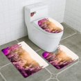 thumbnail image 1 of PUDMAD Heather in Meadow During Sunrise 3 Piece Bathroom Rugs Set Bath Rug Contour Mat and Toilet Lid Cover, 1 of 2