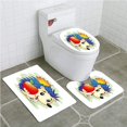 thumbnail image 1 of PUDMAD Hedgehog Colorful Digital Art Cartoon an Apple Leaf Autumn Season 3 Piece Bathroom Rugs Set Bath Rug Contour Mat and Toilet Lid Cover, 1 of 2