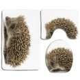 thumbnail image 1 of PUDMAD Hedgehog Small Cute Mammal Spiked Hair on Its Back and Sides Wildlife Photography 3 Piece Bathroom Rugs Set Bath Rug Contour Mat and Toilet Lid Cover, 1 of 2