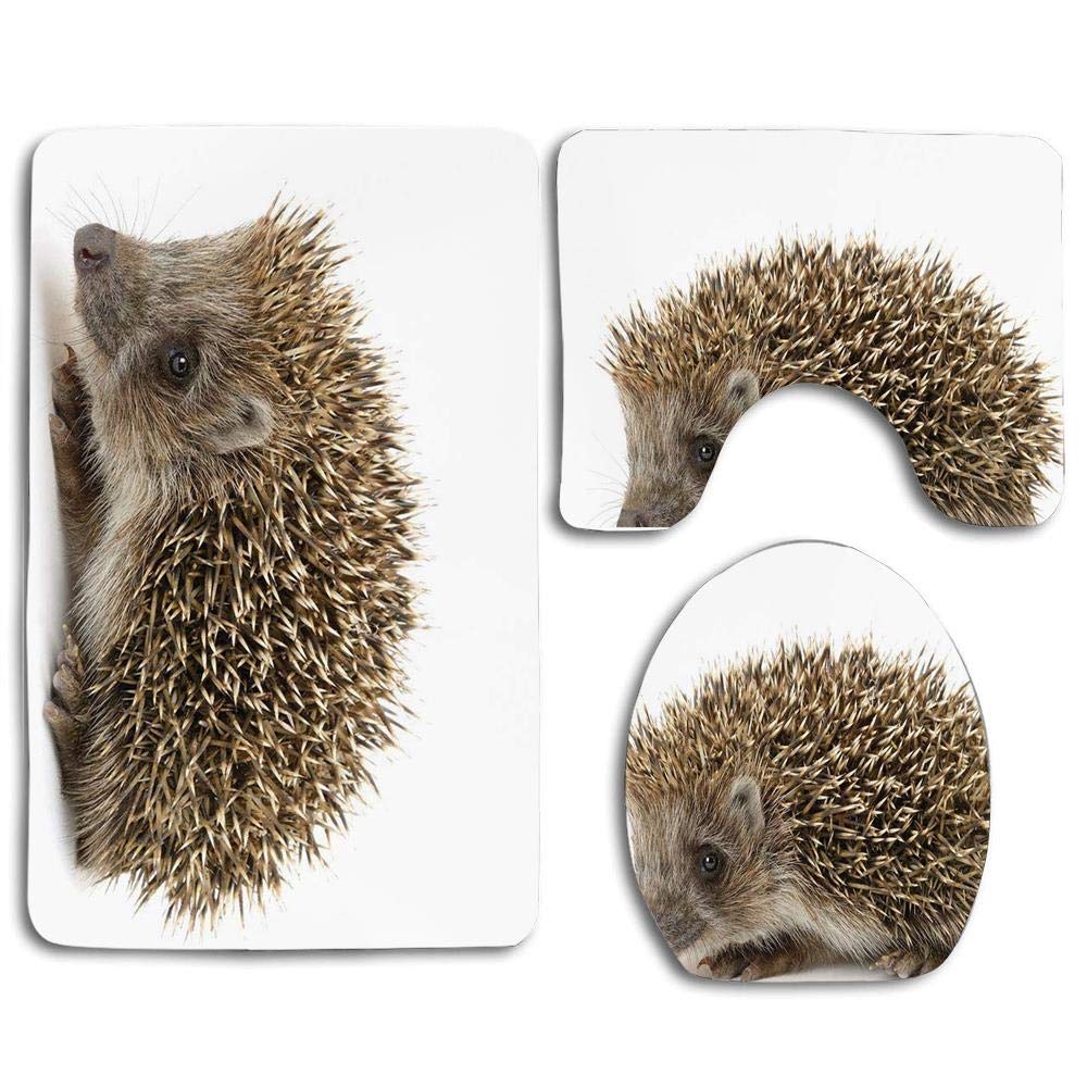 PUDMAD Hedgehog Small Cute Mammal Spiked Hair on Its Back and Sides  Wildlife Photography 3 Piece Bathroom Rugs Set Bath Rug Contour Mat and  Toilet Lid Cover - Walmart.com