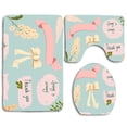 thumbnail image 1 of PUDMAD Hello Spring Flower Pink 3 Piece Bathroom Rugs Set Bath Rug Contour Mat and Toilet Lid Cover, 1 of 2