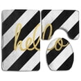 thumbnail image 1 of PUDMAD Hello Striped 3 Piece Bathroom Rugs Set Bath Rug Contour Mat and Toilet Lid Cover, 1 of 2