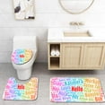 thumbnail image 1 of PUDMAD Hello in Different Languages Word Cloud 3 Piece Bathroom Rugs Set Bath Rug Contour Mat and Toilet Lid Cover, 1 of 2