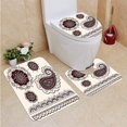 thumbnail image 1 of PUDMAD Henna Intricate Hand Drawn Tattoo Paisley Doodle Eastern Culture Inspired Dark B 3 Piece Bathroom Rugs Set Bath Rug Contour Mat and Toilet Lid Cover, 1 of 2