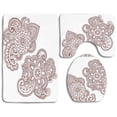 thumbnail image 1 of PUDMAD Henna Intricate Ornate Doodle Style Motifs Antique Ancient Cultures Mehendi Inspiration 3 Piece Bathroom Rugs Set Bath Rug Contour Mat and Toilet Lid Cover, 1 of 2