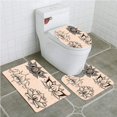thumbnail image 1 of PUDMAD Henna Ornamental Lotuses Geometrical Elements Swirls Curves and Circles 3 Piece Bathroom Rugs Set Bath Rug Contour Mat and Toilet Lid Cover, 1 of 2