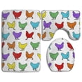 thumbnail image 1 of PUDMAD Hens Chicken Rainbow 3 Piece Bathroom Rugs Set Bath Rug Contour Mat and Toilet Lid Cover, 1 of 2