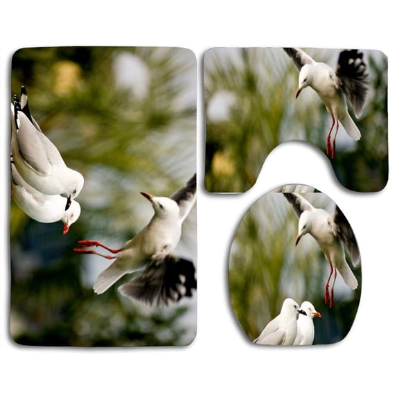 PUDMAD Hey get Off My Parking 3 Piece Bathroom Rugs Set Bath Rug Contour Mat and Toilet Lid Cover