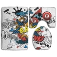 thumbnail image 1 of PUDMAD Hi-Hop 3 Piece Bathroom Rugs Set Bath Rug Contour Mat and Toilet Lid Cover, 1 of 2