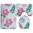 thumbnail image 1 of PUDMAD Hibiscus Hawaii Tropical Flower 3 Piece Bathroom Rugs Set Bath Rug Contour Mat and Toilet Lid Cover, 1 of 2