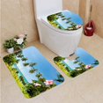 thumbnail image 1 of PUDMAD Hibiscus by sea 3 Piece Bathroom Rugs Set Bath Rug Contour Mat and Toilet Lid Cover, 1 of 2
