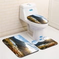thumbnail image 1 of PUDMAD High Altitude Alpine Lake Mountain Peak at Sunset 3 Piece Bathroom Rugs Set Bath Rug Contour Mat and Toilet Lid Cover, 1 of 2