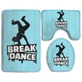 thumbnail image 1 of PUDMAD Hip Hop Break Dance 3 Piece Bathroom Rugs Set Bath Rug Contour Mat and Toilet Lid Cover, 1 of 2