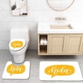 thumbnail image 1 of PUDMAD Hola Calligraphy Spanish Translation Hello Phrase Hand Lettering in Speech Bubble 3 Piece Bathroom Rugs Set Bath Rug Contour Mat and Toilet Lid Cover, 1 of 2