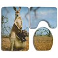 thumbnail image 1 of PUDMAD Holding A Hippo Kangaroo In Her Arms 3 Piece Bathroom Rugs Set Bath Rug Contour Mat and Toilet Lid Cover, 1 of 2