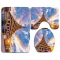 thumbnail image 1 of PUDMAD Home Golden Temple at Sunset Clouds Flowers in Garden Classic Zen Gold 3 Piece Bathroom Rugs Set Bath Rug Contour Mat and Toilet Lid Cover, 1 of 2