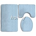 thumbnail image 1 of PUDMAD Honey Blue 3 Piece Bathroom Rugs Set Bath Rug Contour Mat and Toilet Lid Cover, 1 of 2