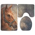 thumbnail image 1 of PUDMAD Horse 3 Piece Bathroom Rugs Set Bath Rug Contour Mat and Toilet Lid Cover, 1 of 2