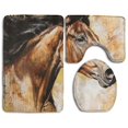 thumbnail image 1 of PUDMAD Horse Art 3 Piece Bathroom Rugs Set Bath Rug Contour Mat and Toilet Lid Cover, 1 of 2
