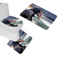 thumbnail image 1 of PUDMAD Horse Beach Sea Wave 3 Piece Bathroom Rugs Set Bath Rug Contour Mat and Toilet Lid Cover, 1 of 2