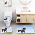 thumbnail image 1 of PUDMAD Horse Black Kladruby Horse Rearing Up Freedom Cheerful Sunny Summer Day Light Blue 3 Piece Bathroom Rugs Set Bath Rug Contour Mat and Toilet Lid Cover, 1 of 2