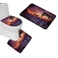 thumbnail image 1 of PUDMAD Horse Deer Sunset Frost 3 Piece Bathroom Rugs Set Bath Rug Contour Mat and Toilet Lid Cover, 1 of 2