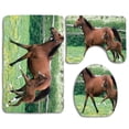 thumbnail image 1 of PUDMAD Horse Mom Running Baby 3 Piece Bathroom Rugs Set Bath Rug Contour Mat and Toilet Lid Cover, 1 of 2