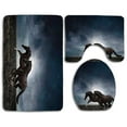 thumbnail image 1 of PUDMAD Horses Couple Horses Running on Plowed Field in Stormy Dark Weather Sky Equestrian Concept 3 Piece Bathroom Rugs Set Bath Rug Contour Mat and Toilet Lid Cover, 1 of 2